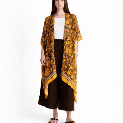 Κιμονό μακρύ με σχέδιο - Κίτρινο